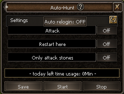 Auto Hunt window
